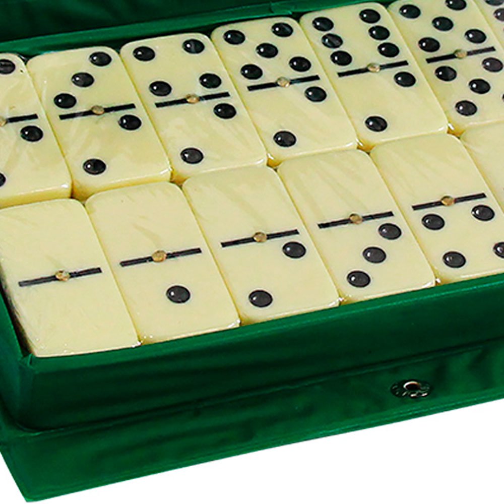 Jogo Dominó 28 Peças Capa Verde 5x2.5cm