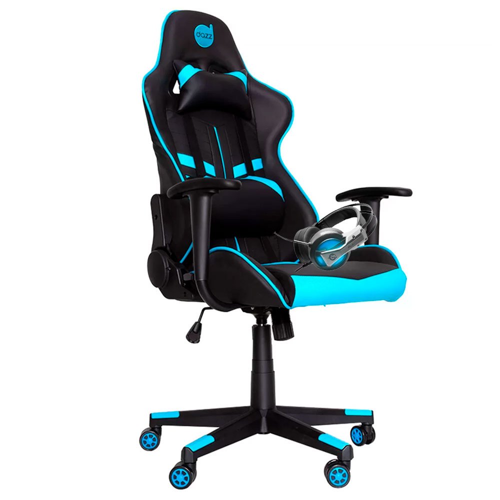 Cadeira Gamer Prime-X Preto e Azul + Headset Gamer Flakes Power Storm 7.1 Virtual - Imagem zoom