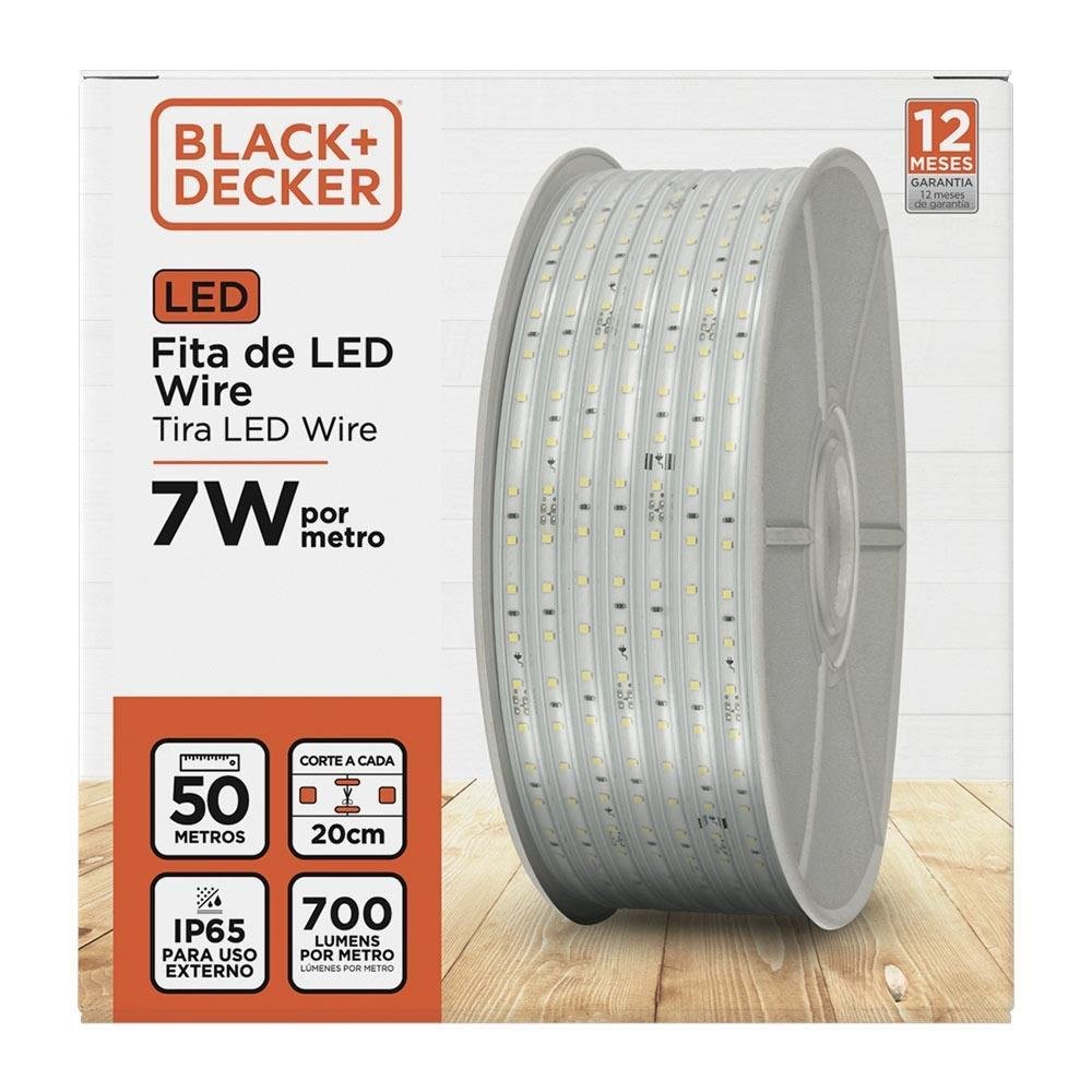 Fita Led Wire 127V 2700K 07W 700 Lúmens 8mm rolo 50m IP65 Black+Decker - Imagem zoom