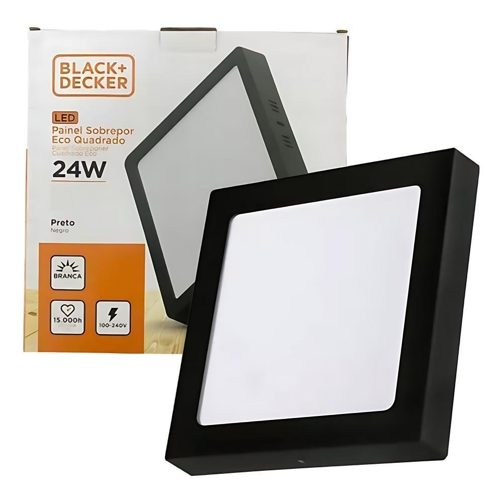 Painel Led Eco Quadrado Preto Bivolt 24W 4000K Black+Decker - Imagem zoom