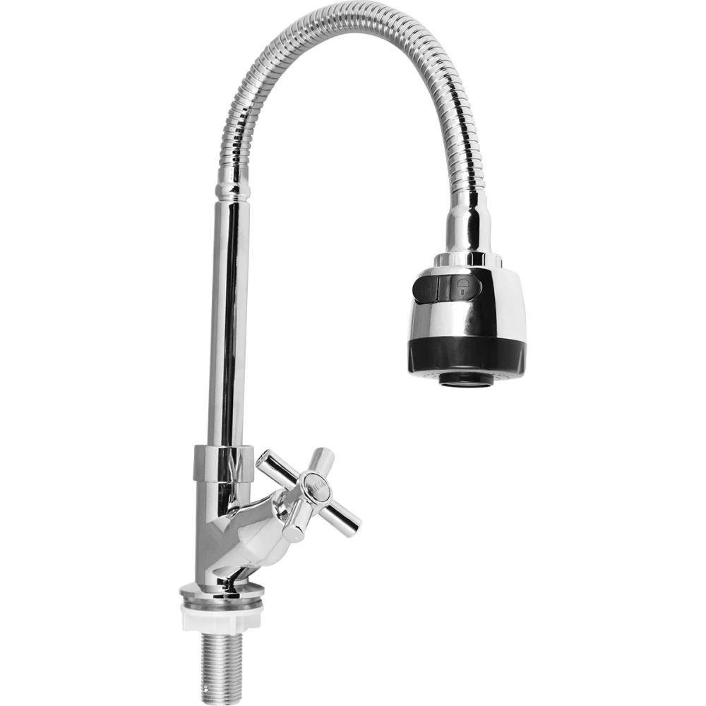 Torneira Para Cozinha Bica Flex Mesa Aço Inox Abs Cromado Abertura Rápida C66 Gourmet Liege - Imagem zoom