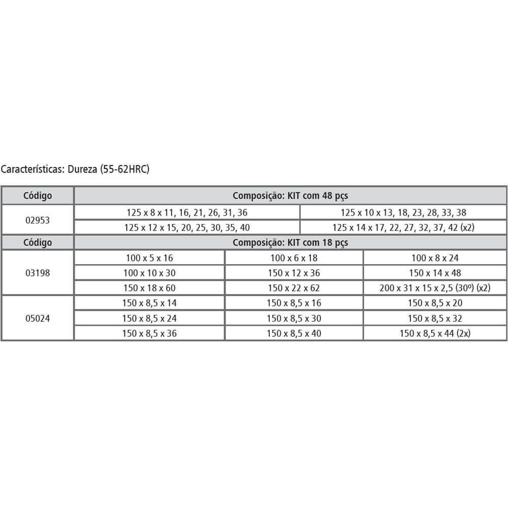 Jogo De Calço Padrão - Dureza (55-62hrc) - Kit Com 18 Peças - Imagem