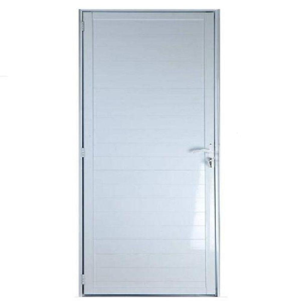 Porta de aço branco galvanizado lambril Direita - 215x83-Mercosul Portas & Janelas-309860