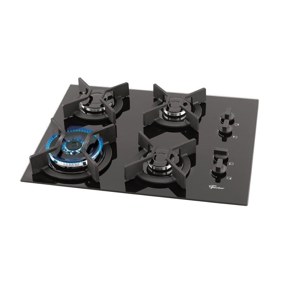 Cooktop 4 Queimadores Tc Infinity Vidro Preto Fischer Bivolt - Imagem zoom