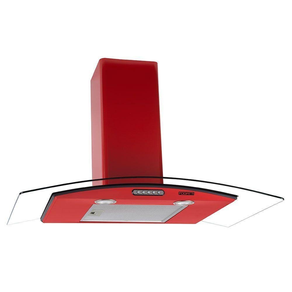 Coifa De Parede 90cm Vidro Curvo Slim Fogatti Vermelho 110v - Imagem zoom