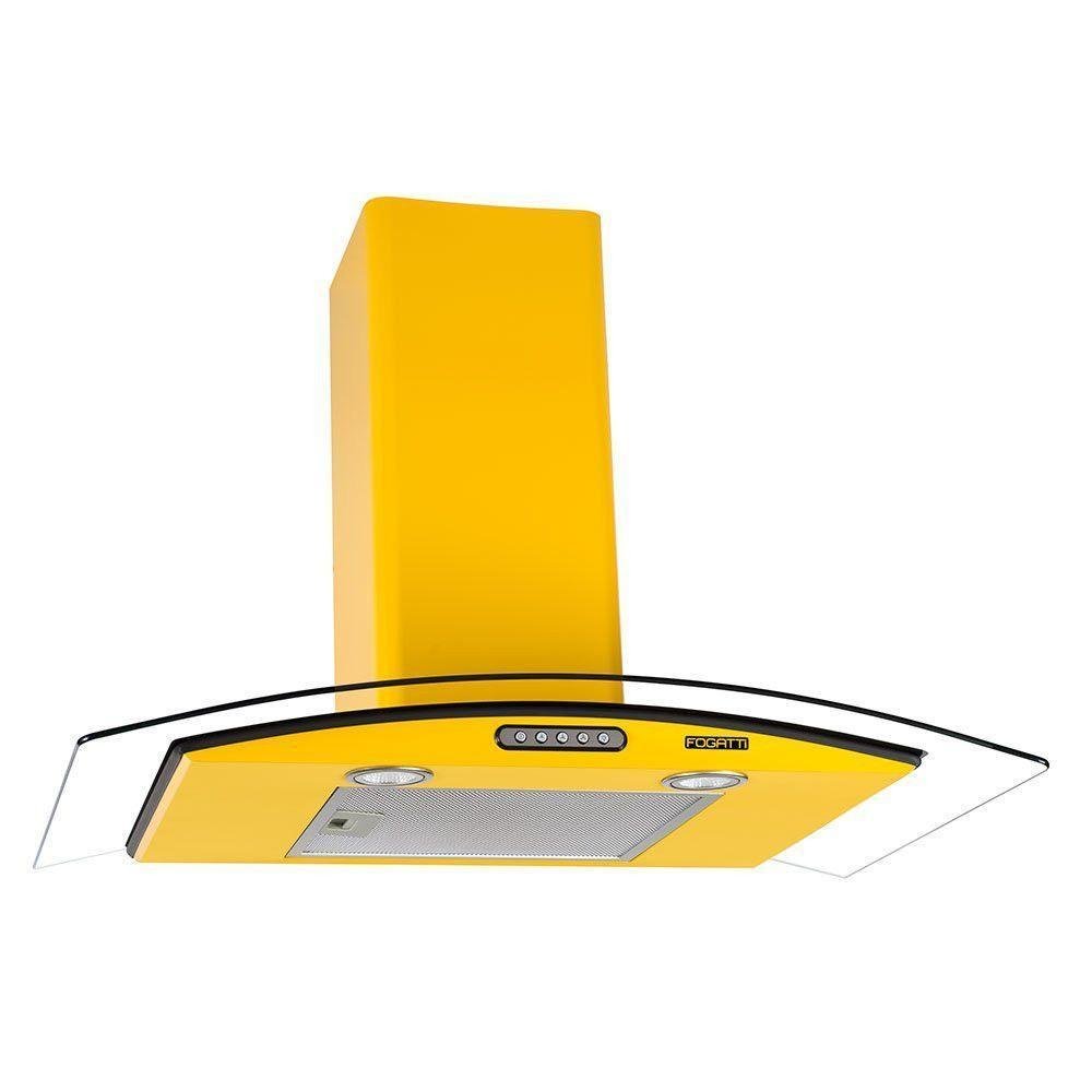 Coifa De Parede 80cm Vidro Curvo Slim Fogatti Amarelo 220v - Imagem zoom