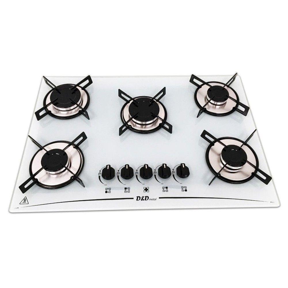 Cooktop a Gás 5 Bocas Mega Chama Bivolt D&D Metal CE05BR - Imagem zoom