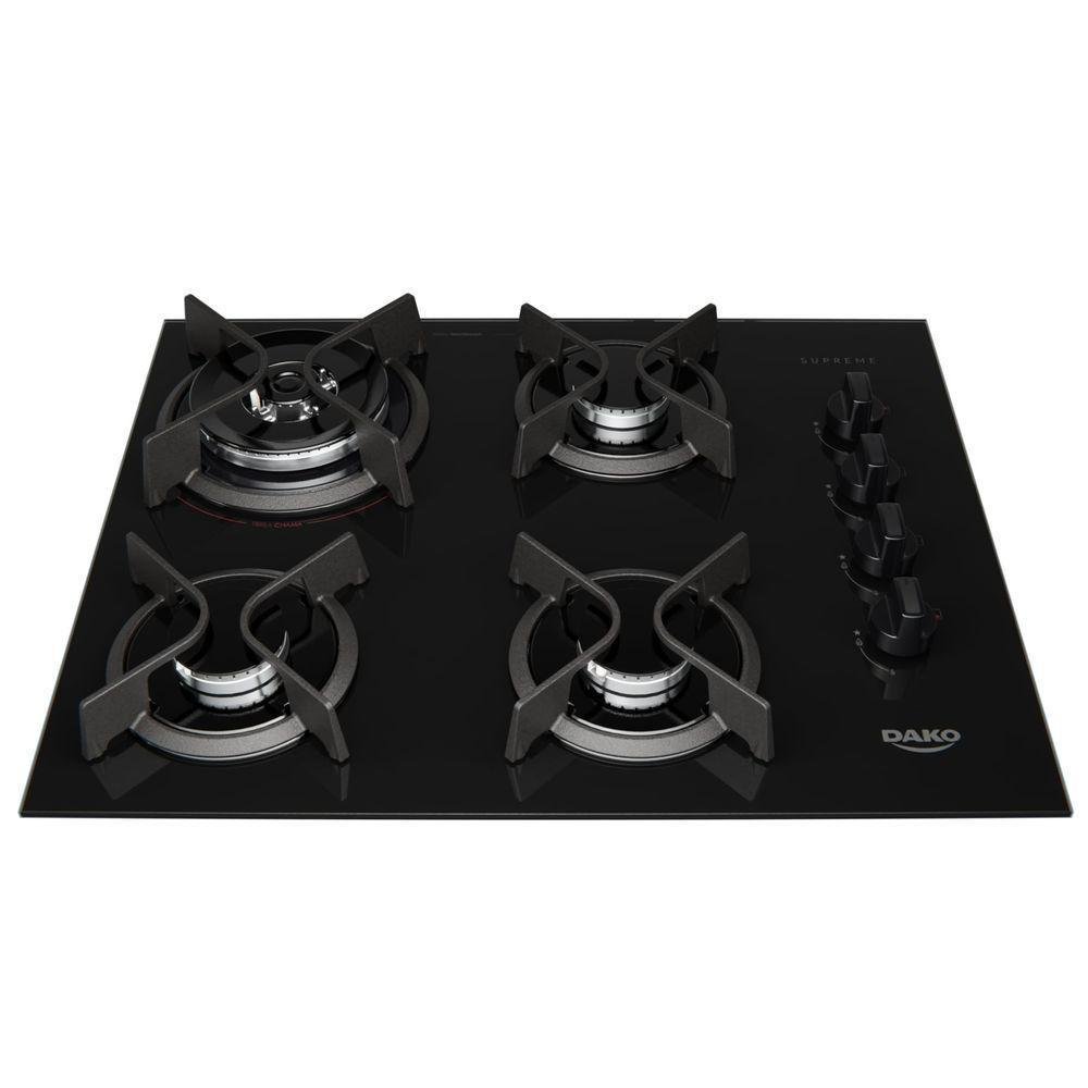 Cooktop 4B Preto Com Mesa De Vidro Tripla Chama Dako Bivolt - Imagem zoom