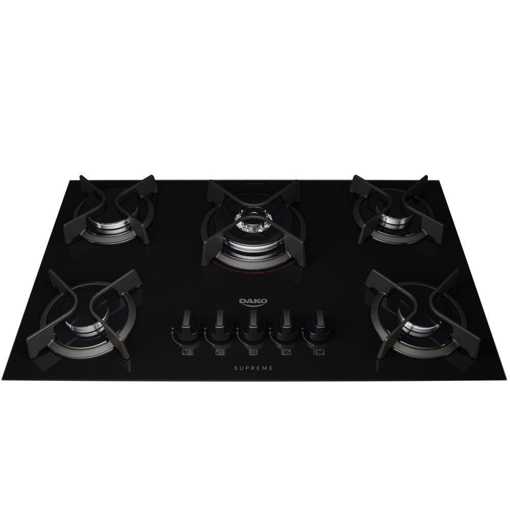 Cooktop 5B Preto Com Mesa De Vidro Tripla Chama Dako Bivolt - Imagem zoom