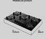 Cooktop  5 Bocas Utop Tripla Chama Preto - Bivolt ATLAS-606039 - Imagem