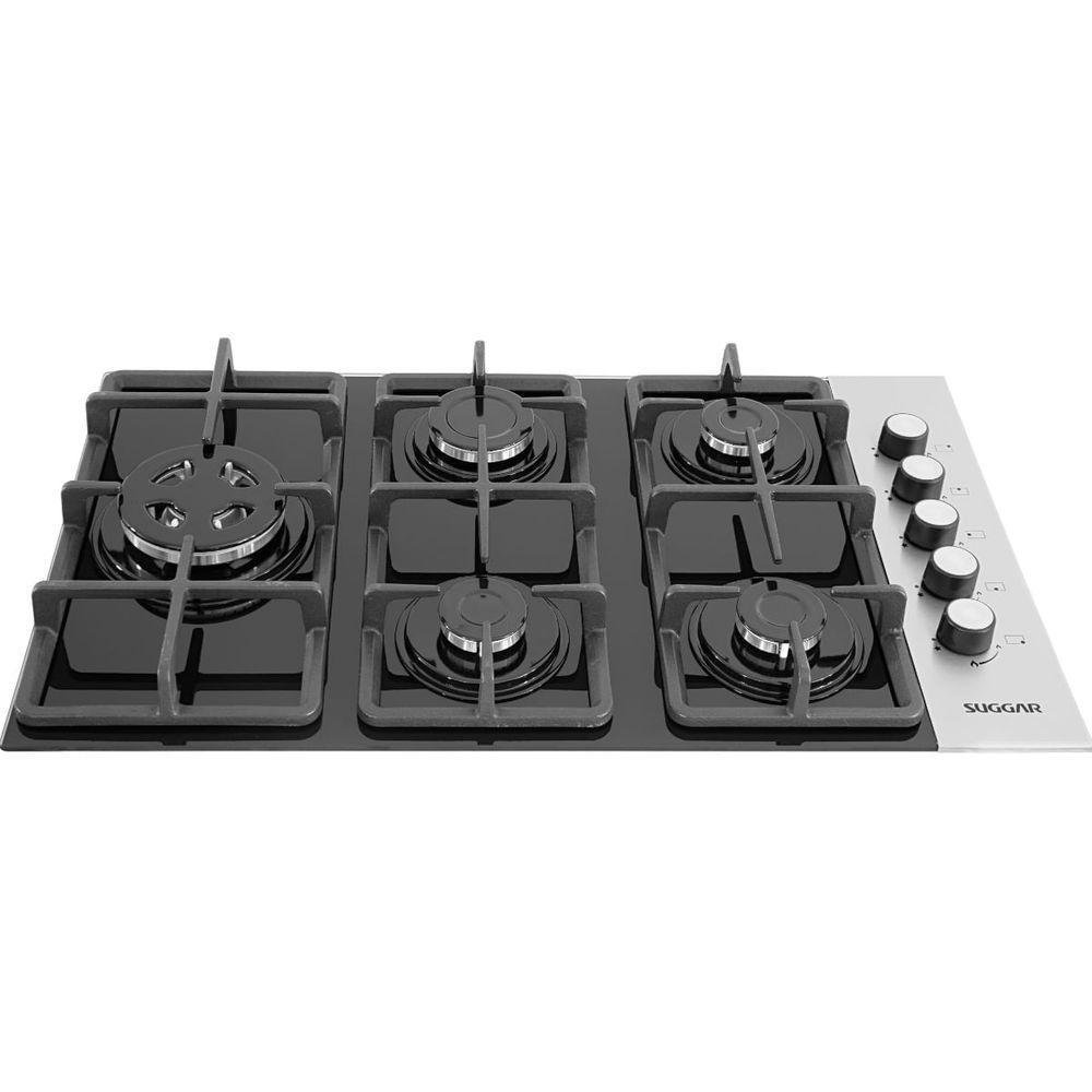 Cooktop A Gás Suggar Trich Lateral Ferro Fundido 5 Queimadores Preto Inox Bivolt FG5335FVPIX - Imagem zoom