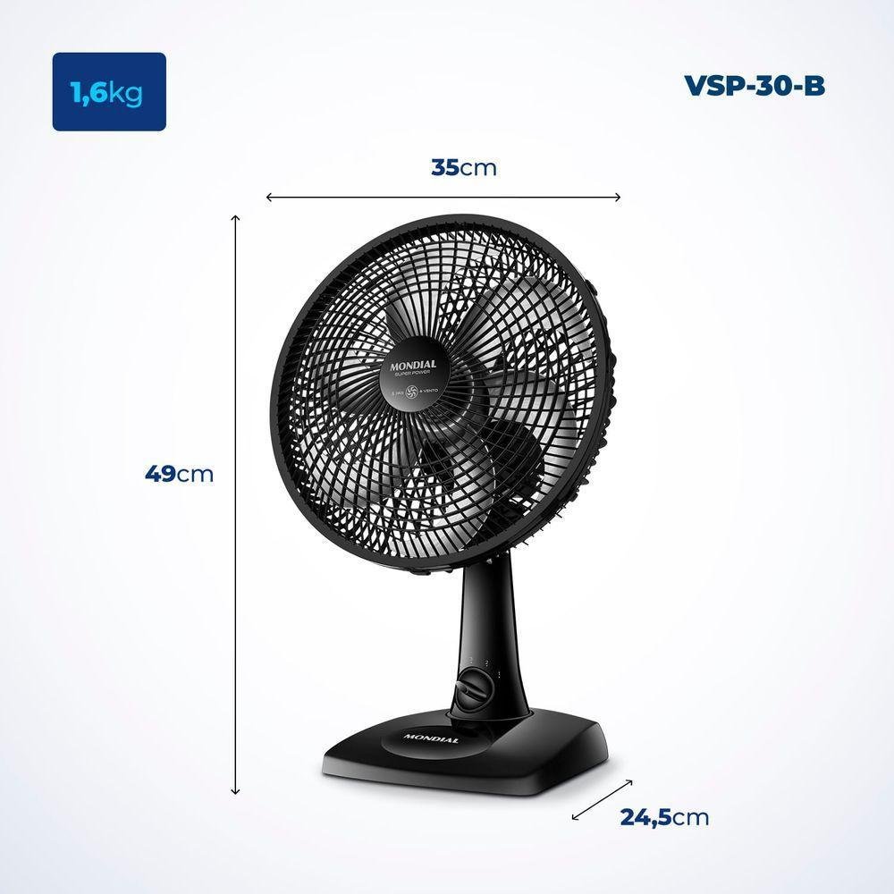 Ventilador De Mesa Mondial 6Pás Vent 30Cm 220V/60Hz Super - Imagem