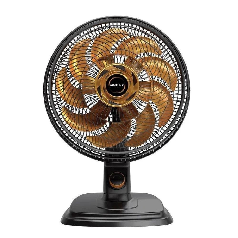 Ventilador De Mesa Mallory Egeo 40cm Preto E Dourado - 127v - Imagem zoom