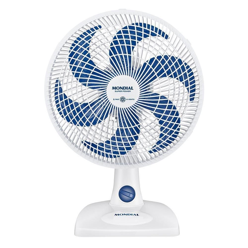 Ventilador De Mesa Mondial Super Power 6 Pás 60w 30cm Branco E Azul Escuro VSP-30-W 220V - Imagem zoom