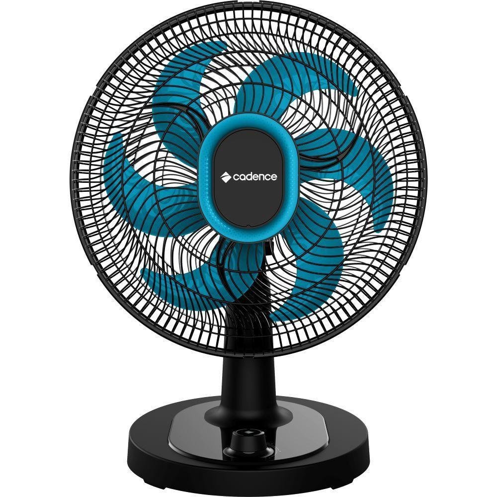 Ventilador de Mesa Cadence Refresh Turbo Pro 6 Pás Preto e Azul VTR420 220V - Imagem zoom