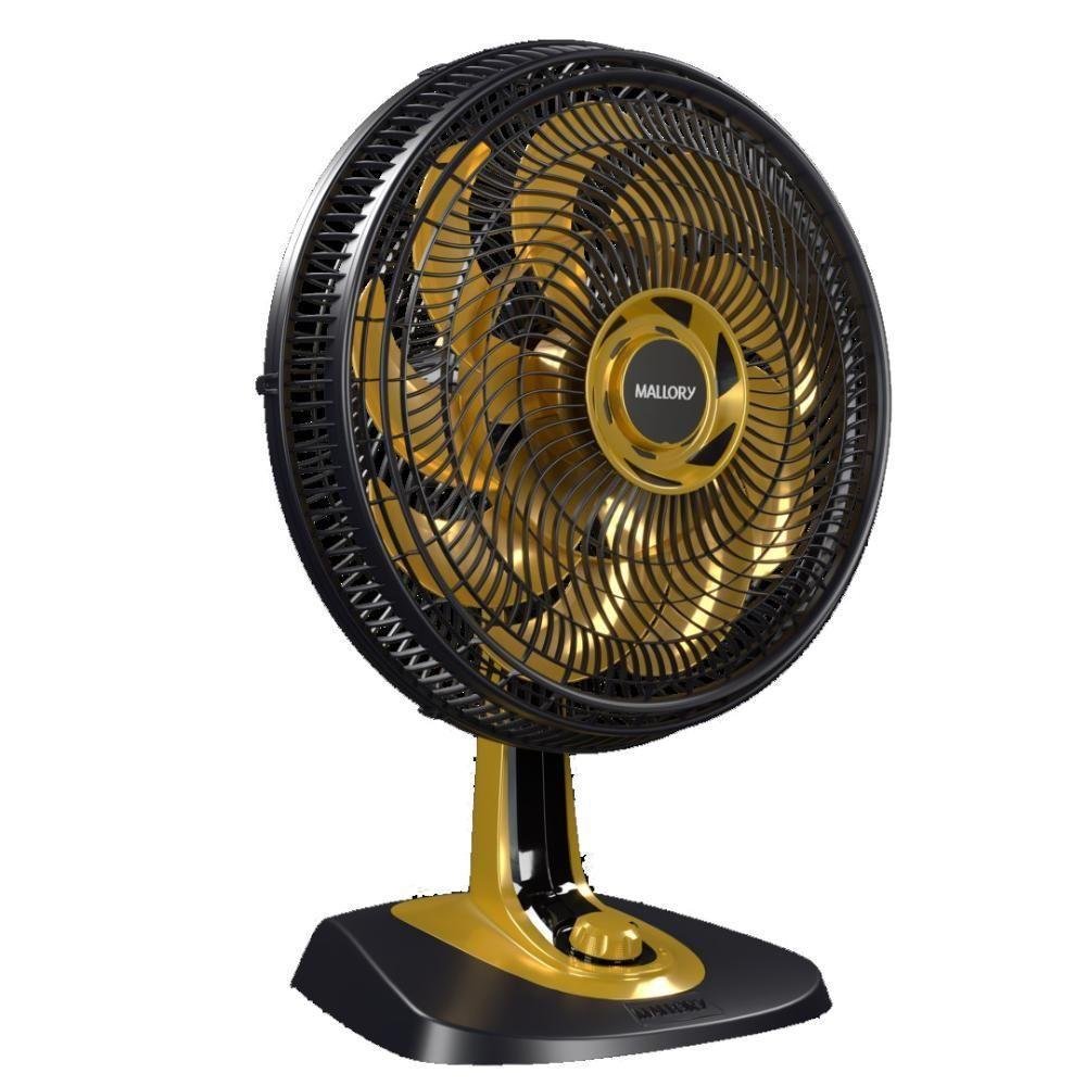 Ventilador Mallory De Mesa Neo Air TS 40cm Preto Dourado 127V - Imagem