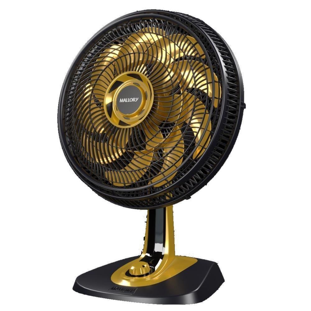 Ventilador Mallory De Mesa Neo Air TS 40cm Preto Dourado 127V - Imagem