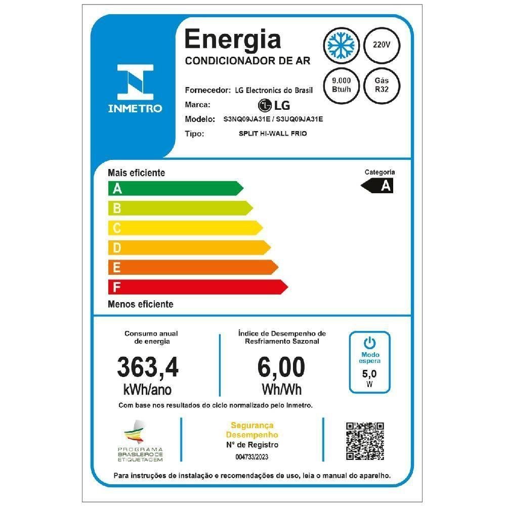 Ar Condicionado Split  AI Smart Inverter Voice 9000 BTUs Frio 220V S3-Q09JA31E LG-619303 - Imagem