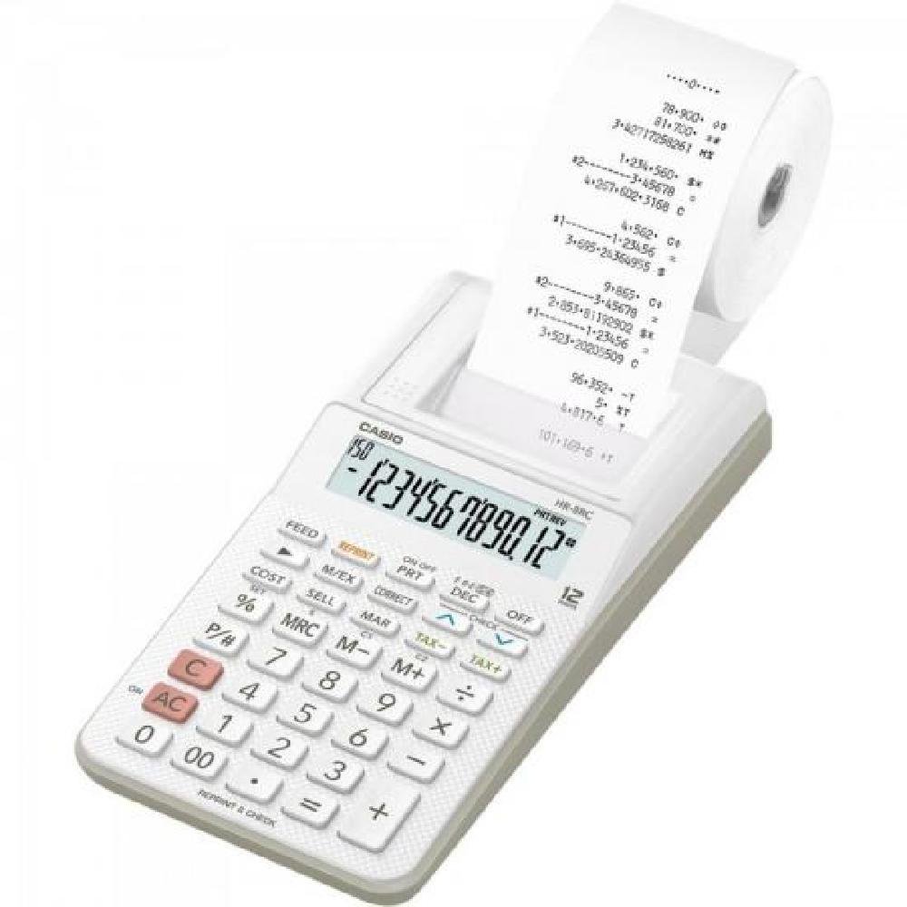 Calculadora com Bobina 12 Dígitos HR-8RC-WE-B-DC Branca CASIO-CASIO-302155