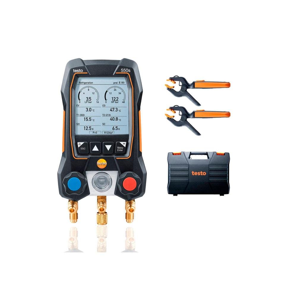 Manifold digital inteligente Smart Kit inclui2x115i sondas de temperatura grampo sem fio ref. 0564 5502 Testo 550s-Smart-TESTO-259049