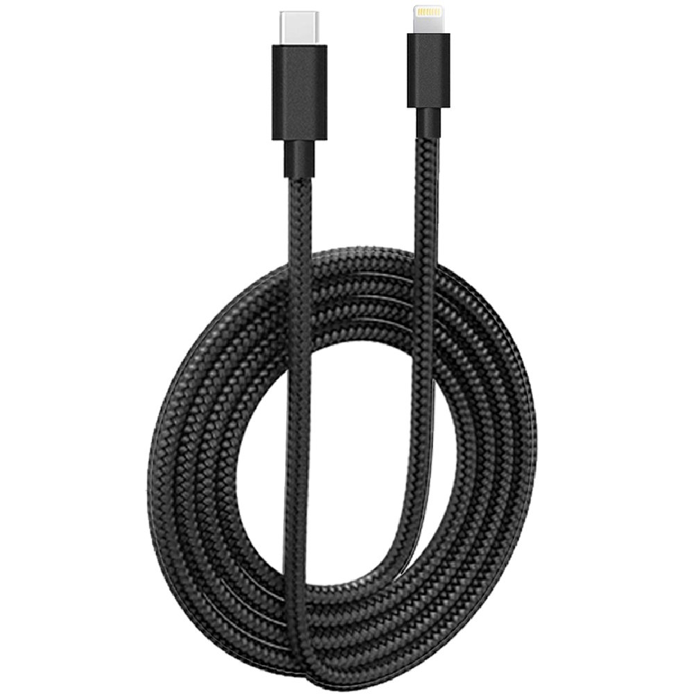 Cabo Premium USB C para Lightning Nylon Trançado Preto 1,5m  - Imagem zoom