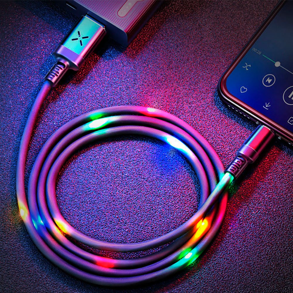 Cabo USB X Iphone 1M com Led Ativado por Som  - Imagem