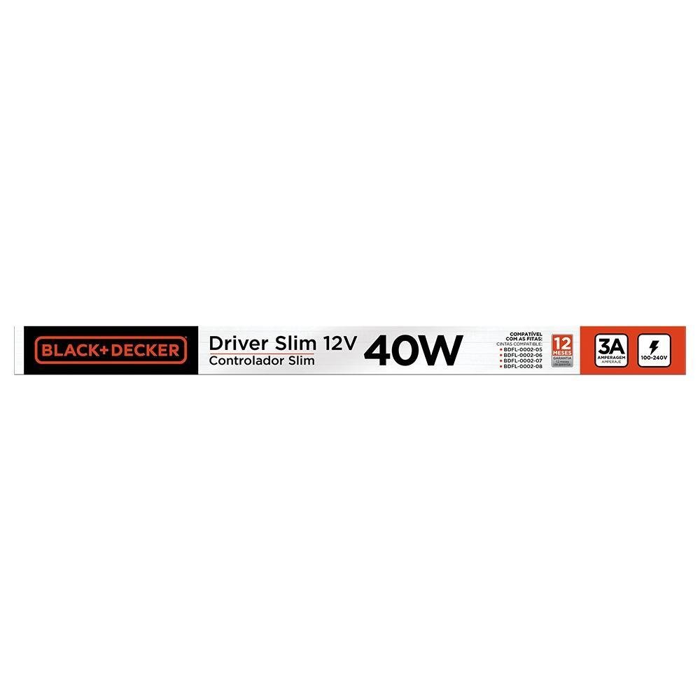 Fonte Driver Slim Fita de Led 100-240V 3A 40W Black+Decker - Imagem zoom