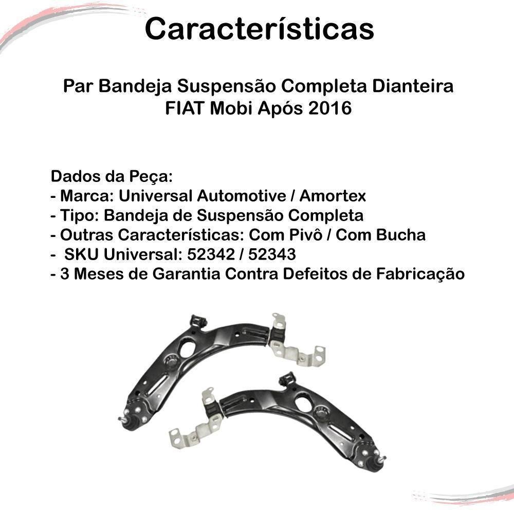 Par Bandeja Suspensão Completa Dianteira Fiat Mobi Após 2016 AMORTEX-619577 - Imagem